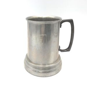 Vintage 1970’s PLAYBOY Club Metal Tin Beer Stein Mug Cup Bunny Logo Clear Bottom